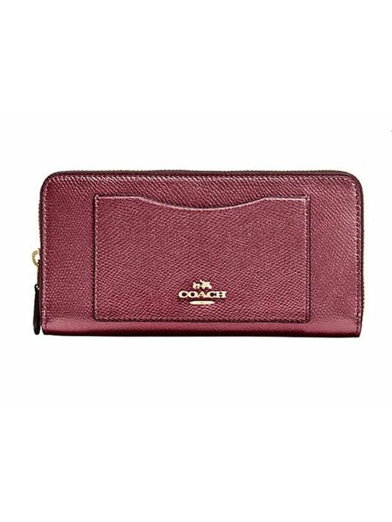 Coach Handbags - Coach Zip-Around Leather Wallet in Burgundy with Gold Hardware